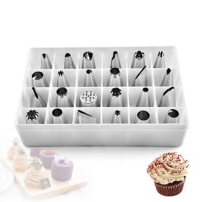 China Sustainable Cake Decorating Tips Set 24 Pcs Stainless Steel Icing Piping Nozzles DIY Cake Decorating Nozzles for sale