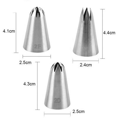 China Sustainable Cake Tools Stainless Steel Piping Nozzle 1M/2D/2F for sale