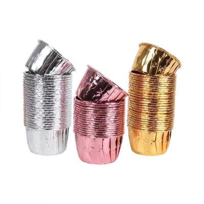 China Mini Sustainable Aluminum Foil 50pcs Double Golden Aluminum Cupcake Liners Baking Tool for sale