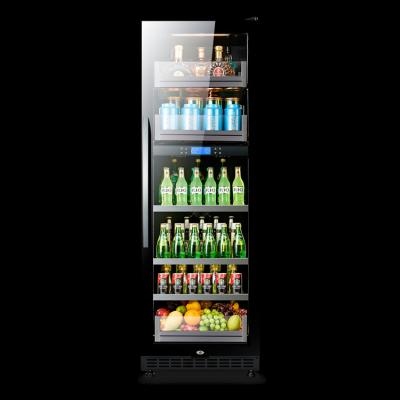 China Double Zone Wine and Beverage Coolers Car Glass Door Beer Fridge Refrigerator Wine Freezer Compressor Cellar for sale