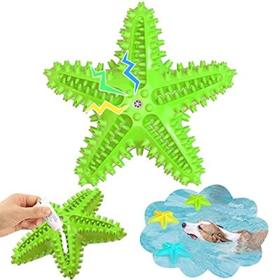 China Dog Viable Chew Toys Natural Rubber Squeaky Teeth Cleaning Dental Oral Care Toothbrush Toy Starfish Water Floating PET Toy for sale