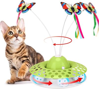 China Viable Interactive Exercise Kitten Toy Funny Cat Teaser Toys Butterfly Ball Cat Toys Automatic Electric Rotating for Indoor Cats for sale