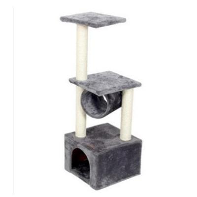 China Modern Sisal Hemp Sustainable Cat Tree Small Cat Tower Condo Full Striping Cat Tree Luxury Large Cushioned Post Small Tree for sale