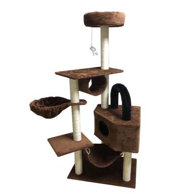 China Cat Tree Multi-Level Sustainable Cat Tower Lining Posts And Ramp Soft Plush Cat Houses For Indoor for sale