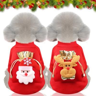 China Santa Dog Costume Christmas Coat Clothes Soft Warm Pet Clothes Christmas Dog Pajamas Shirts Reindeer Apparel For Dog for sale