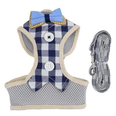 China Padded Puppy Harness and Leash Set for Cute Small Dogs Cats Polka Dot and Bowknot with Soft Mesh Adjustable No Pull Dog Vest Harness for sale