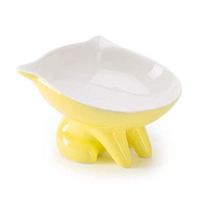 China Cat Dog Bowl Raised Cat Food Bowl Automatic Ceramic Water Slanted Dish Pet Comfort Elevated Feeding Bowls for Dogs and Cats for sale