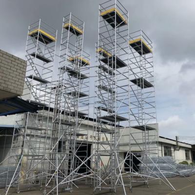 China 2018 hot aluminum alloy 6063 ssle mobile aluminum scaffolding tower for outdoor construction use for sale