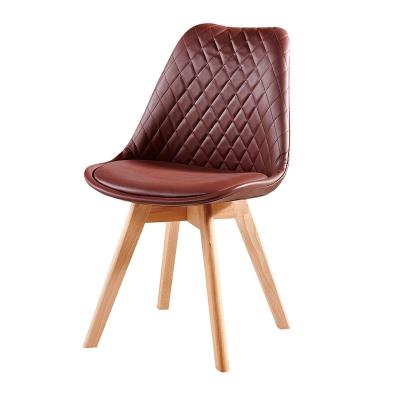 China Sturdy Modern PU Leather Dining Chair With Solid Rubber Wood Legs for sale