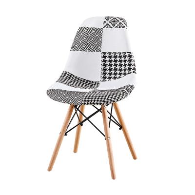 China Sturdy Hot Sale Dining Chairs Wood Dining Chairs Popular Patchwork Fabric Dining Chair White for sale