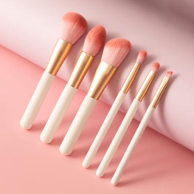 China New Product Face Portable 6 Piece Makeup Brush Set Luxury Pink Makeup Brush Set Wooden Handle Beauty Tools Wholesale for sale