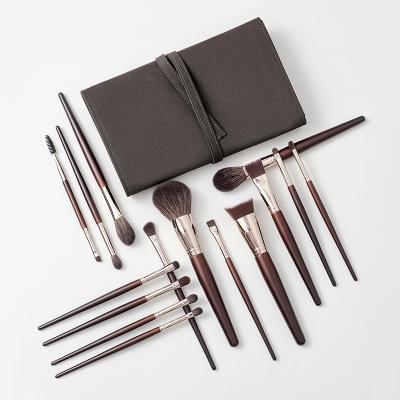 China Face Makeup Brush 2021 New Design 16 Professional Black Solid Wood Makeup Brush Set Makeup Brush Set for sale