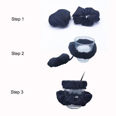 China Hot Selling Fashion Amazon Drink Nailing Elastic Prevention Scrunchie Cup Cover Scrunchie Pocket Night Hat Elastic Secret Hair Scrunchies for sale