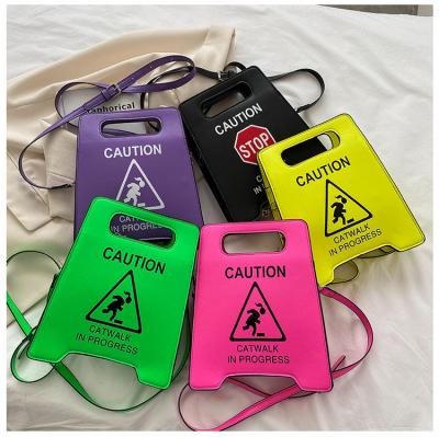 China 2022 Fashion Fashion Hip Hop Messenger Lady Bag Creative Prohibited Stop Driving Sign for sale