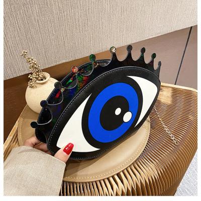 China Casual Sports Covers 2021 New Tiktok Hot Selling Ladies Hip-hop Eyes Chain Cross Large - Round Body PU Bag Small for sale