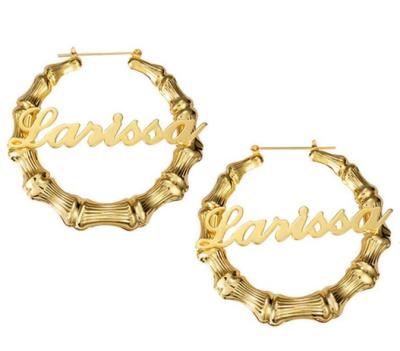 China Durable Gold Plated Personalized Large Custom Big Circle Gold Bamboo Earrings for sale