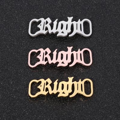 China Durable Custom Lace Buckle Stainless Steel Nameplate Shoe Charm Buckle Personalized Custom Name Shoe Tag for sale