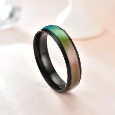 China Durable Men's Stainless Steel Ring Jewelry Smart Temperature Sensing Color Changing Mood Temperature Ring for sale