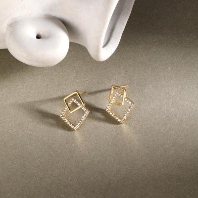 China CLASSIC High End Fashion Jewelry Wholesale 925 Sterling Silver Doubel Geometry Earrings For Women for sale