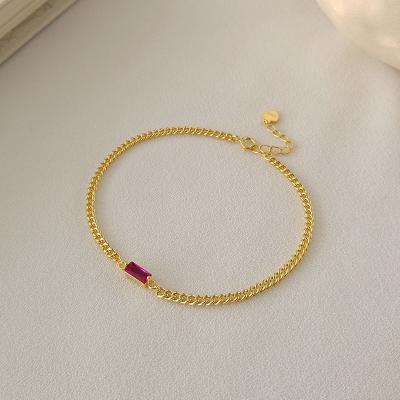 China High End Jewelry Wholesale 2022 Fashion Lead Free Nickel Free 925 Sterling Silver Red Zircon Bracelet For Women for sale