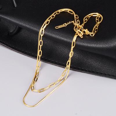 China FASHIONABLE Jewerly Wholesale 18k Gold Plated Multilayer Stainless Steel Paper Clip Necklace For Women for sale