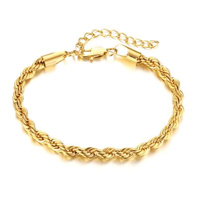 China Lead Free Nickel Free High End 18K 5mm Gold Plated Lead Free Adjustable Nickel Bracelet Rope Link Chain Jewelry For Women for sale