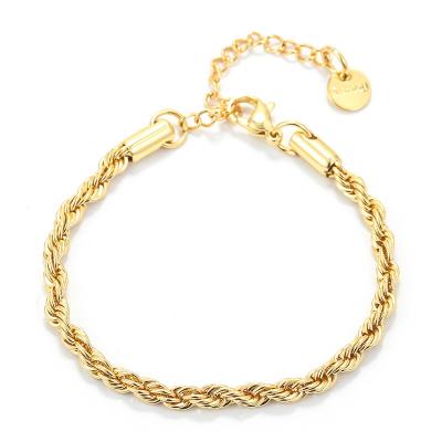 China TRENDY High End Stainless Steel Cuba Link Chain 18K Gold Plated Hip Hop Jewelry Bracelet For Women for sale