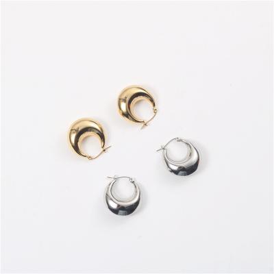 China 2021 18K Trendy Trendy Chunky Hollow Hoop Earrings Gold Plated For Women Stainless Steel Jewelry Wholesale for sale