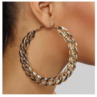 China Jewelry FASHION Hypoallergenic Wholesale Exaggerated Personality Cavity Cuban Link Circle Chain Earrings for sale