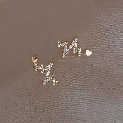 China CLASSIC 2021 New Fashion Crystal Love Heart Heartbeat Stud Earrings shopping for jewelry online for sale