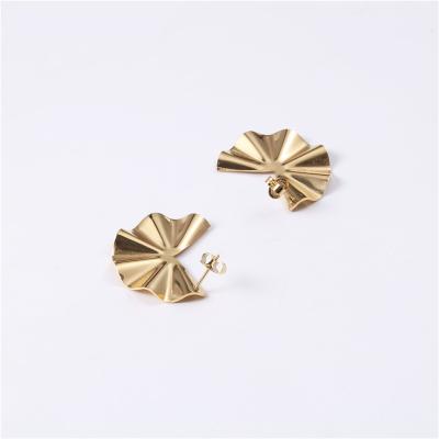 China CLASSIC New Design 18k Gold Plated Stainless Steel Fashion Elegant Fold Geometric Stud Earrings For Girls for sale