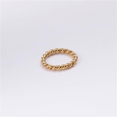 China CLASSIC High End Minimalist 18K Gold Plated Titanium Steel Twist Stainless Steel Rope Finger Rings For Women for sale