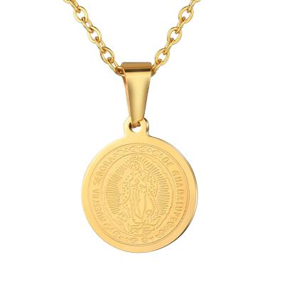 China 2022 CLASSICS wholesale fashion classic gold plated stainless steel classic disc personalized 14k black gold necklaces for couples for sale