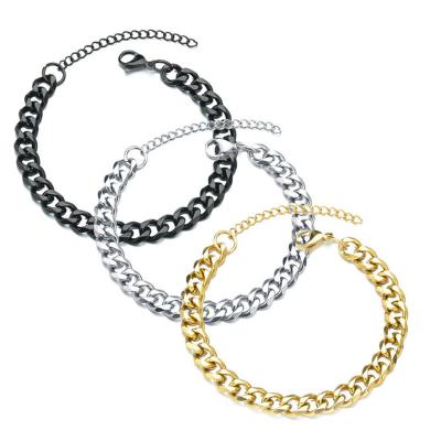 China Pulsera Para Hombre De Metal 2022 Fashion Classic 316 Stainless Steel Cuba Chain Bracelet CLASSIC Gold Plated Border Bracelet for sale