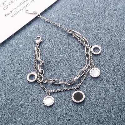 China 2022 Cute Design Attractive Shell Bracelet, Coordinated Stainless Steel Roman Numeral Chain Bracelet For Lovers Gifts for sale