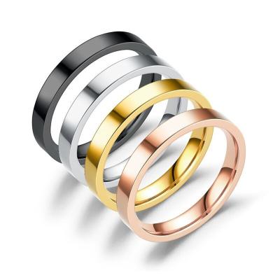 China Classic Punk Couples Ring Cool Simple Black Wedding Rose Gold Ring, 18K Gold Plated Stainless Steel Couples Ring For for sale