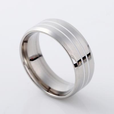 China Cool simple men's black white striped ring classic punk wholesale new simple design, stainless steel ring for couples for sale