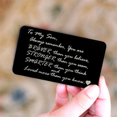 China Graduation Gift S Imitation Antique Steel Wallet Inserts Card For Dad Son Daughter Mom Engraved Always Remember Birthday Graduation Gifts for sale