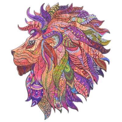 China Unique Cartoon A3 A4 A5 Shape Jigsaw Puzzle Pieces Custom Best Majestic Wolf Lion Fox 3D Wooden Jigsaw Puzzle Gift For Adults Children for sale