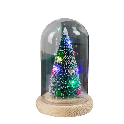 China Christmast Decoration LED Christmas Table Gift Ornaments Luminous Mini Christmas Tree Glass Night Light Desktop Gift Ornaments For Christmas for sale