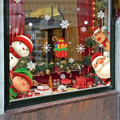 China Decorative Santa Claus Reindeer Window Clings Stickers Christmas Snowflake Decals Christmas Sticker Holiday Decorations for Glass for sale