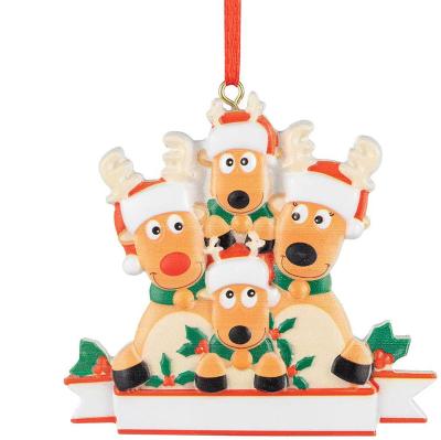 China Customization Ornaments 2022 DIY Personalized Santa Reindeer Family Resin Tree Bauble Pendant Tree Ornaments Decorative Christmas Gifts Ornament for sale