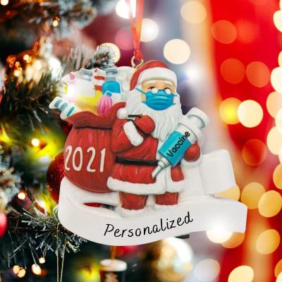 China Customization Ornaments Personalized Christmas Tree Hanging Pendant Ornaments 2022 Santa Claus Santa Claus Resin Figurine for sale