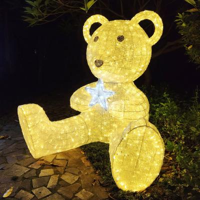 China 2022 Commercial Use Christmas Decoration LED Outdoor Customized Luminous Bear 3D Giant Lighting Teddy Bear Motif Light for sale