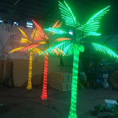 China Decorative Higher 3m Outdoor Metal Frame+LED Lights Christmas LED Holiday Lit Artificial Coconut Tree Palm Tree With Lights for sale