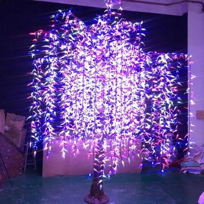 China Event Commercial Park Use Decoration Artificial Fiber Optic Lighted Weeping Willow Tree Outdoor Landscape for sale