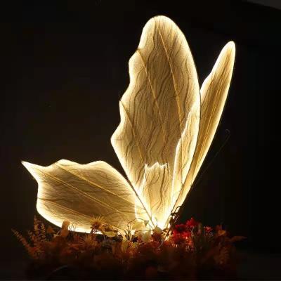 China Wedding Party Event Decoration Wedding Props Luminous Butterfly Dance Background Wedding Ceiling Decorative Lighting Props Stage Background Wing Pendant Layout for sale