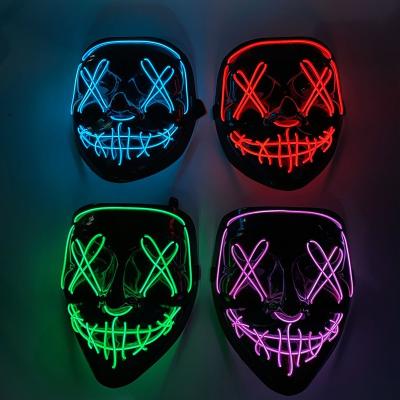 China Reusable PVC Bar Party Mask Full Face EL Halloween Luminous Mask Light Up PVC EL Wire Face Mask For Halloween Masquerade Party for sale