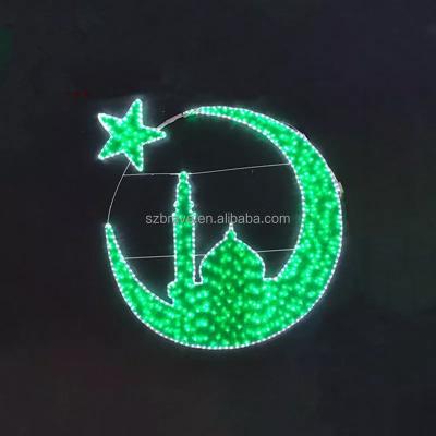 China Static or Twinkle Light Outdoor Ramadan Light Muslim 2d Moon Star Pattern Eid Ramadan Mubarak Party Decorations for sale