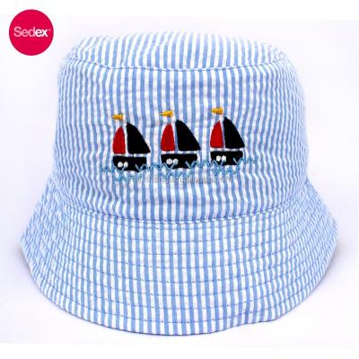 China SEDEX 4-Pillar Dobby 4-Pillar Cotton Band Kids Hat 100% Navy Style Kids Bucket Hat for sale